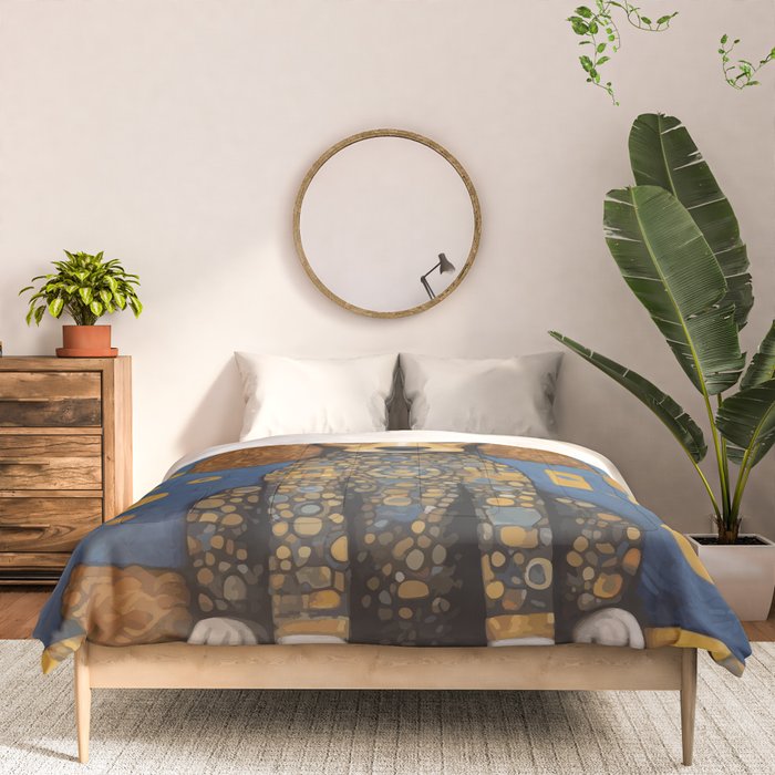 Gustav Klimt Style Dog in Blue and Gold Costume Comforter Gallery Image 3