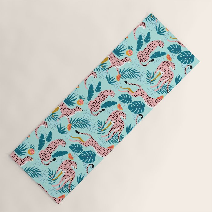 Cheetahs In The Grapefruit Grove, Tropical Jungle bohemian Wildlife, Tiger Wild Cat Nature Forest Yoga Mat Gallery Image 1