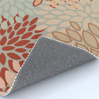 Festive, Floral Prints, Green, Terracotta, Red, Coloured Prints Rug Gallery Image 4