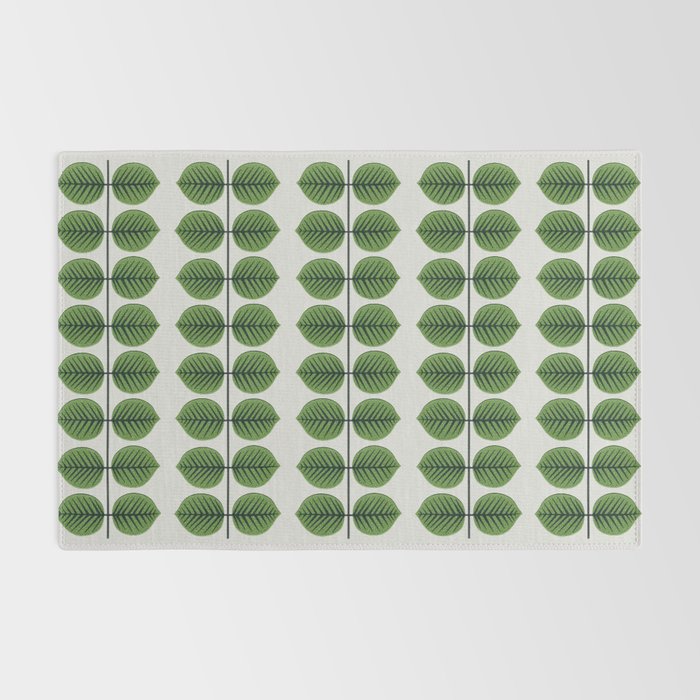 Green Leaves - Vintage Midcentury Modern Botanical Pattern Rug Gallery Image 2
