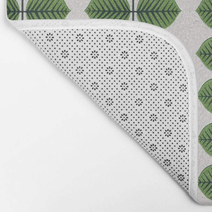 Green Leaves - Vintage Midcentury Modern Botanical Pattern Bath Mat Gallery Image 2