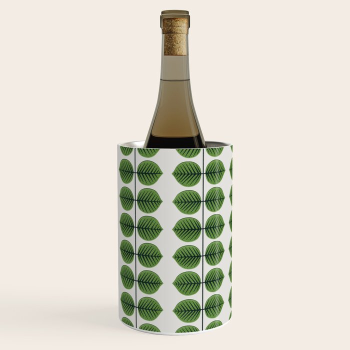 Green Leaves - Vintage Midcentury Modern Botanical Pattern Wine Chiller Gallery Image 2