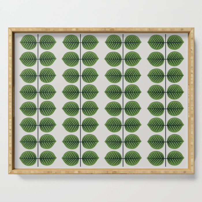 Green Leaves - Vintage Midcentury Modern Botanical Pattern Serving Tray Gallery Image 1