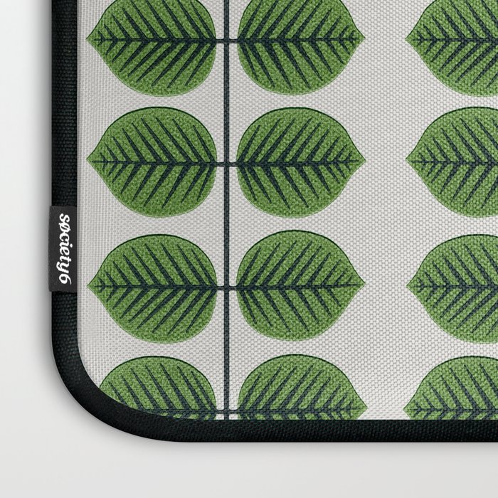 Green Leaves - Vintage Midcentury Modern Botanical Pattern Laptop Sleeve Gallery Image 3
