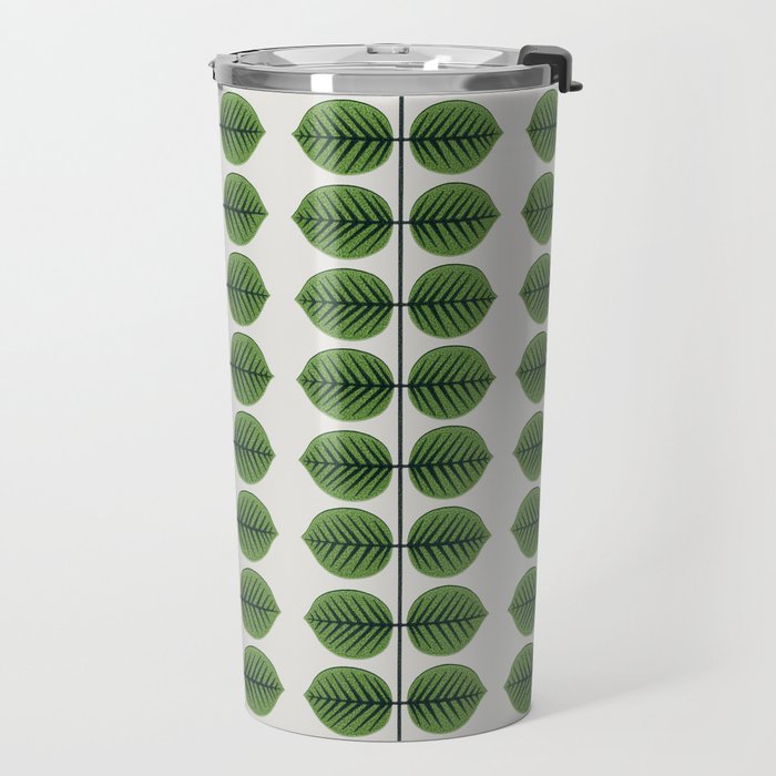 Green Leaves - Vintage Midcentury Modern Botanical Pattern Travel Mug Gallery Image 2