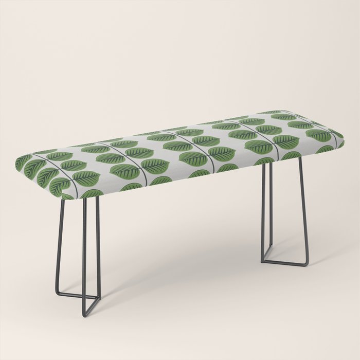 Green Leaves - Vintage Midcentury Modern Botanical Pattern Bench Gallery Image 1