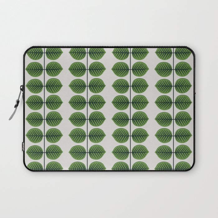 Green Leaves - Vintage Midcentury Modern Botanical Pattern Laptop Sleeve Gallery Image 1