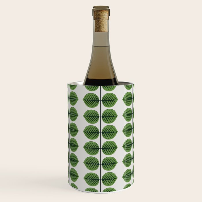 Green Leaves - Vintage Midcentury Modern Botanical Pattern Wine Chiller Gallery Image 1