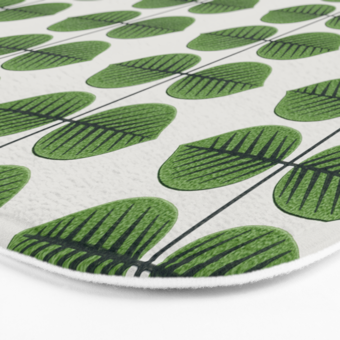 Green Leaves - Vintage Midcentury Modern Botanical Pattern Bath Mat Gallery Image 3
