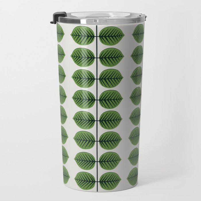 Green Leaves - Vintage Midcentury Modern Botanical Pattern Travel Mug Gallery Image 3