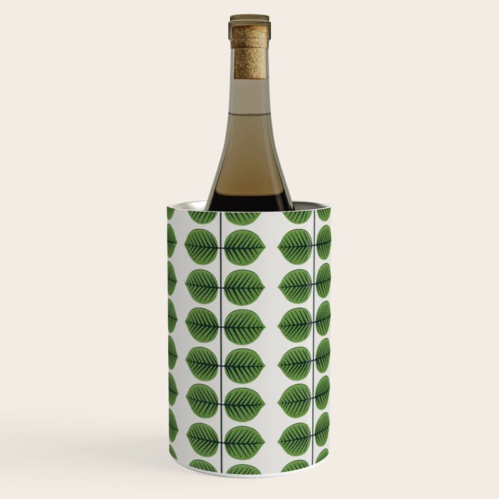 Green Leaves - Vintage Midcentury Modern Botanical Pattern Wine Chiller Gallery Image 3