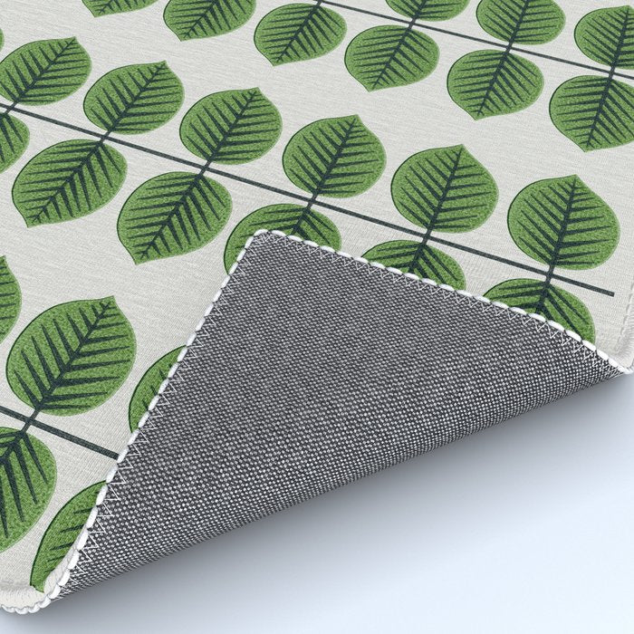 Green Leaves - Vintage Midcentury Modern Botanical Pattern Rug Gallery Image 4
