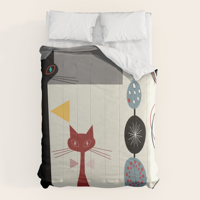 Mid-Century Modern Art Cats Comforter Gallery Image 1