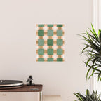 Retro plaid checks geometry Green Ocre Poster Gallery Image 2