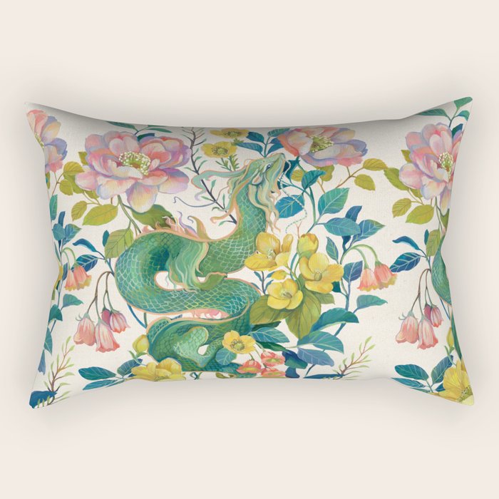 Floral Dragon Rectangular Pillow Gallery Image 2