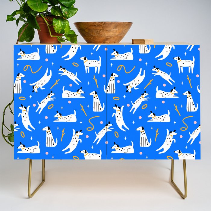 Playful Dogs Pattern Cobalt Blue Credenza Gallery Image 1