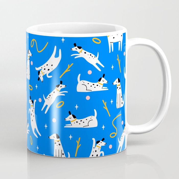 Playful Dogs Pattern Cobalt Blue Coffee Mug Gallery Image 1