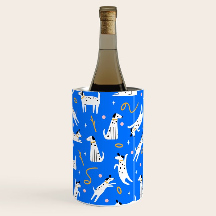 Playful Dogs Pattern Cobalt Blue Wine Chiller Gallery Image 1