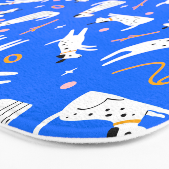 Playful Dogs Pattern Cobalt Blue Bath Mat Gallery Image 3