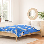 Playful Dogs Pattern Cobalt Blue Duvet Cover Gallery Image 2