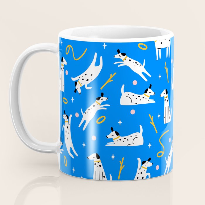 Playful Dogs Pattern Cobalt Blue Coffee Mug Gallery Image 3