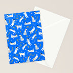 Playful Dogs Pattern Cobalt Blue Stationery Card Gallery Image 2