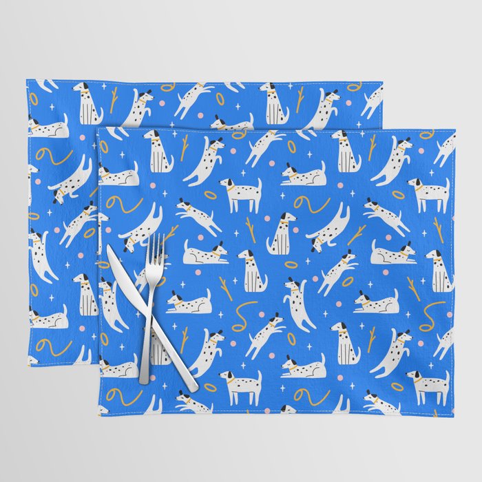Playful Dogs Pattern Cobalt Blue Placemat Gallery Image 1