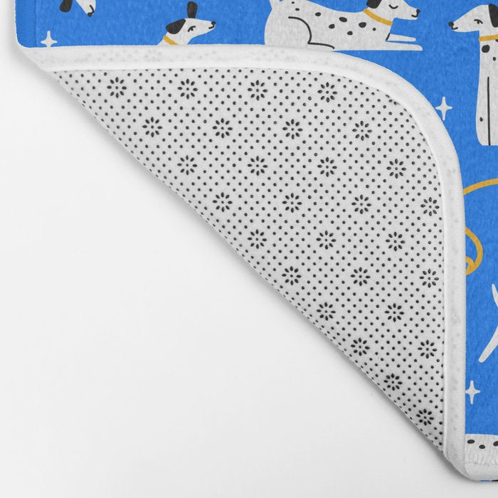 Playful Dogs Pattern Cobalt Blue Bath Mat Gallery Image 2