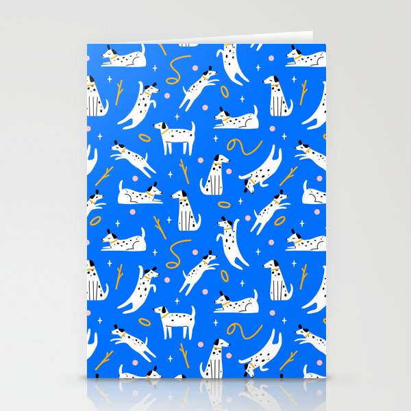 Playful Dogs Pattern Cobalt Blue Stationery Card Gallery Image 1