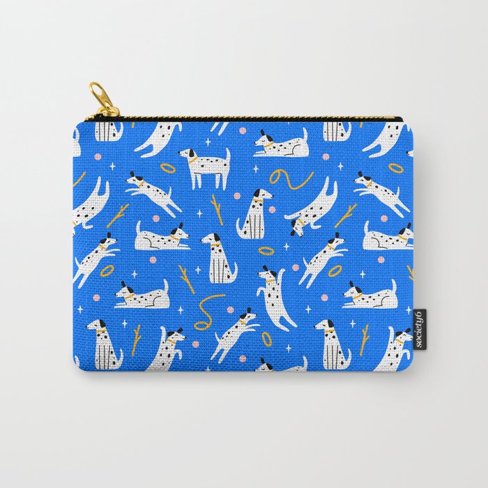 Playful Dogs Pattern Cobalt Blue Carry All Pouch Gallery Image 1