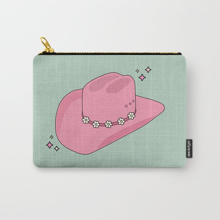 Pink And Green Colorful Cowboy Hat Carry All Pouch Gallery Image 1