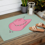 Pink And Green Colorful Cowboy Hat Outdoor Rug Gallery Image 2
