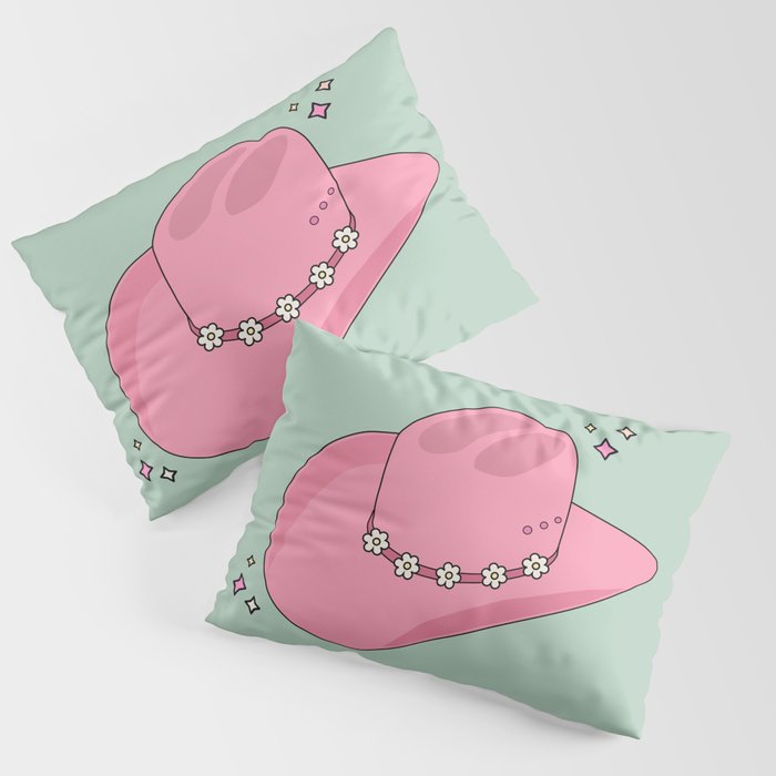Pink And Green Colorful Cowboy Hat Pillow Sham Gallery Image 1