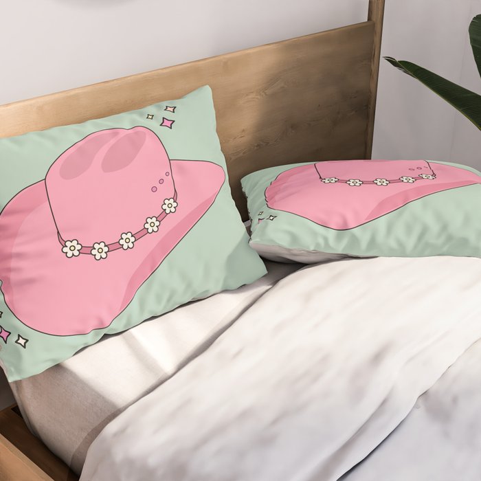Pink And Green Colorful Cowboy Hat Pillow Sham Gallery Image 2