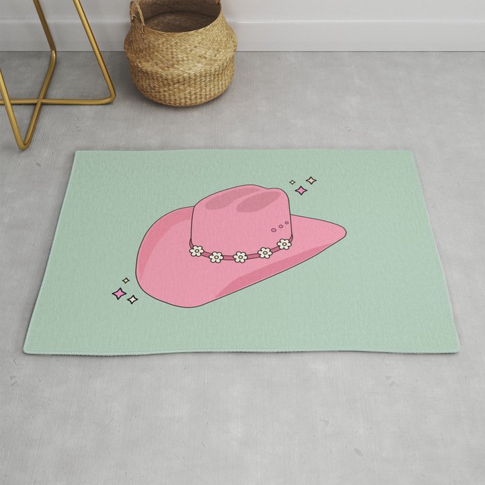 Pink And Green Colorful Cowboy Hat Rug Gallery Image 1