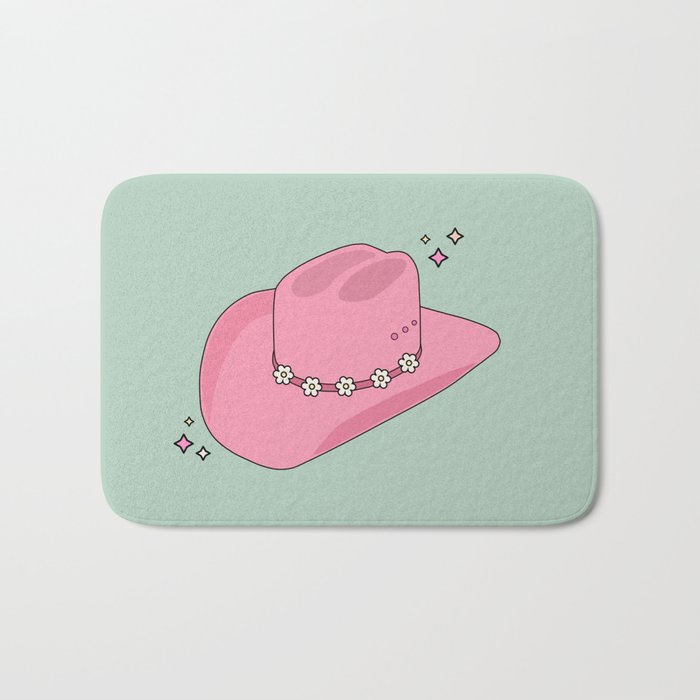 Pink And Green Colorful Cowboy Hat Bath Mat Gallery Image 1