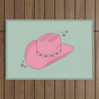 Pink And Green Colorful Cowboy Hat Outdoor Rug Gallery Image 1