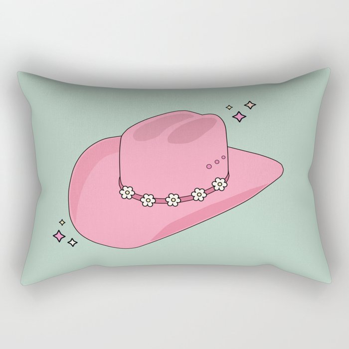 Pink And Green Colorful Cowboy Hat Rectangular Pillow Gallery Image 2