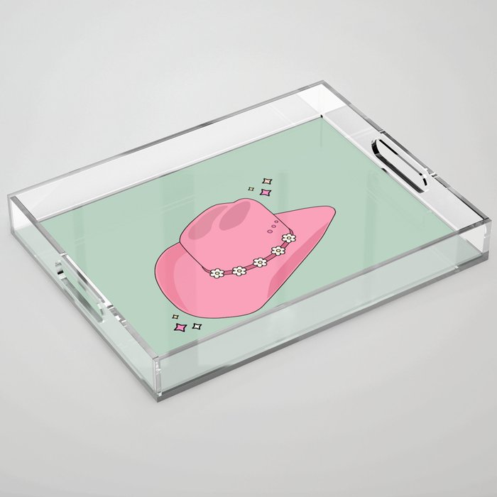 Pink And Green Colorful Cowboy Hat Acrylic Tray Gallery Image 1