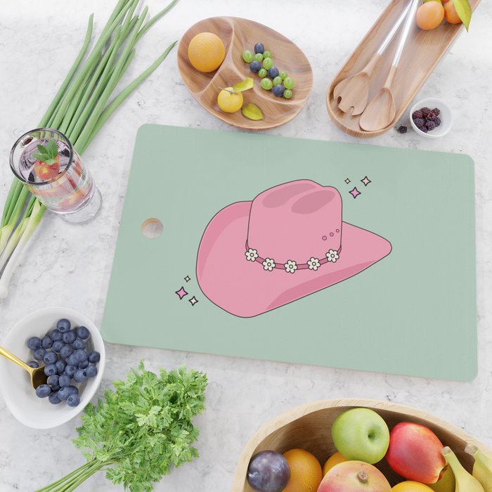 Pink And Green Colorful Cowboy Hat Cutting Board Gallery Image 2