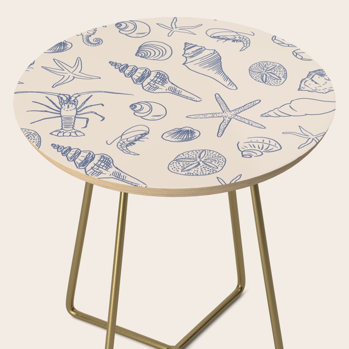 Seahorse Ocean Nautical Coastal Serenity Blue Ivory  Side Table Gallery Image 2