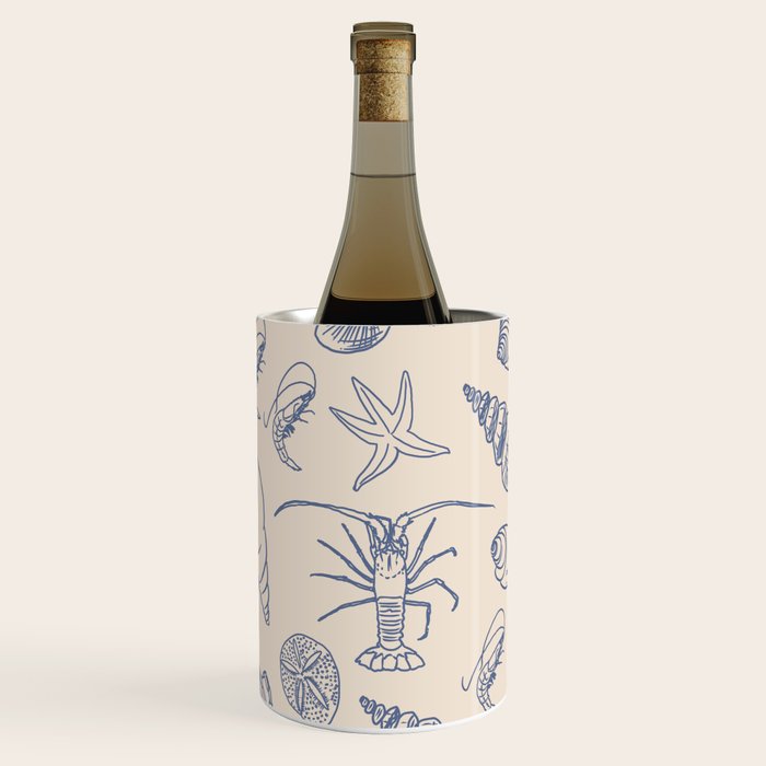 Seahorse Ocean Nautical Coastal Serenity Blue Ivory  Wine Chiller Gallery Image 2
