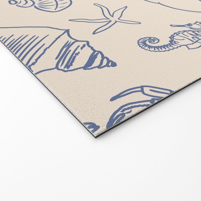 Seahorse Ocean Nautical Coastal Serenity Blue Ivory  Welcome Mat Gallery Image 2