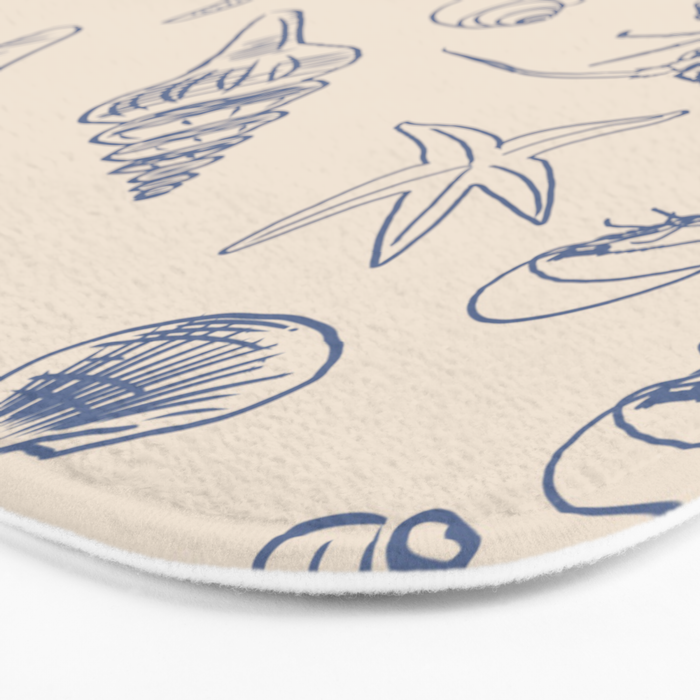 Seahorse Ocean Nautical Coastal Serenity Blue Ivory  Bath Mat Gallery Image 3