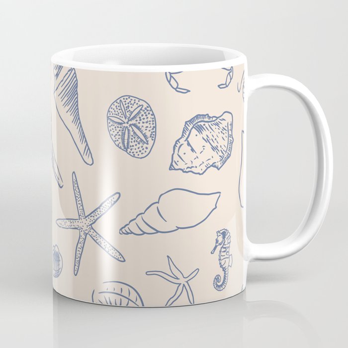 Seahorse Ocean Nautical Coastal Serenity Blue Ivory  Coffee Mug Gallery Image 1