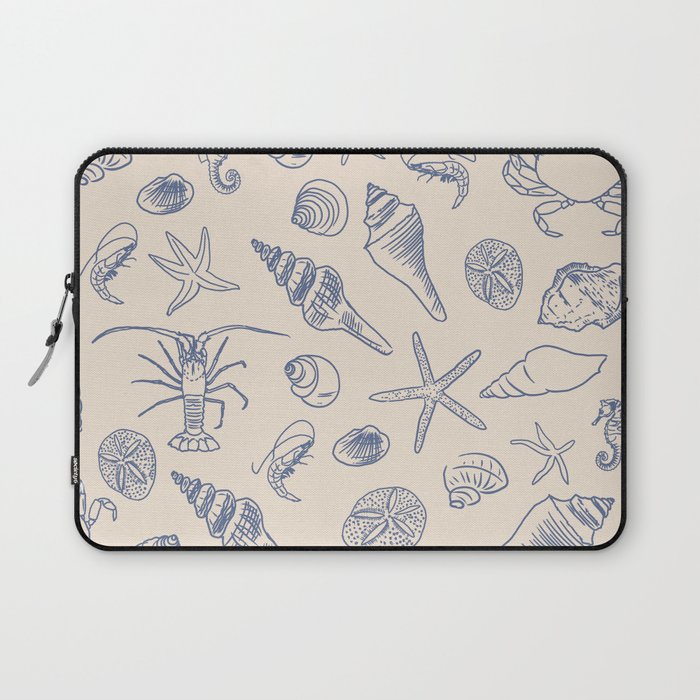 Seahorse Ocean Nautical Coastal Serenity Blue Ivory  Laptop Sleeve Gallery Image 1