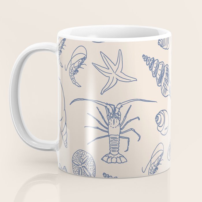 Seahorse Ocean Nautical Coastal Serenity Blue Ivory  Coffee Mug Gallery Image 3