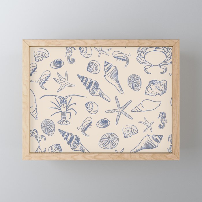 Seahorse Ocean Nautical Coastal Serenity Blue Ivory  Mini Art Print Gallery Image 1