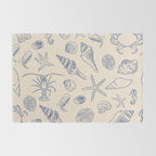 Seahorse Ocean Nautical Coastal Serenity Blue Ivory  Rug Gallery Image 2
