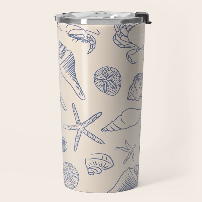 Seahorse Ocean Nautical Coastal Serenity Blue Ivory  Travel Mug Gallery Image 2